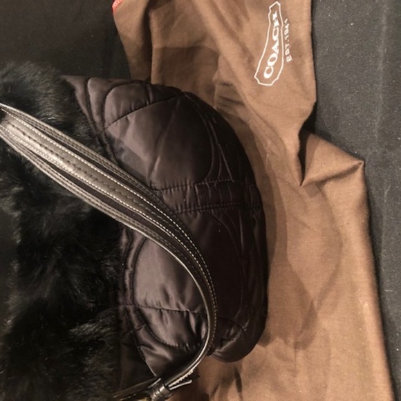 Coach Satin & Rabbit Fur Hobo - Picture 1 of 3